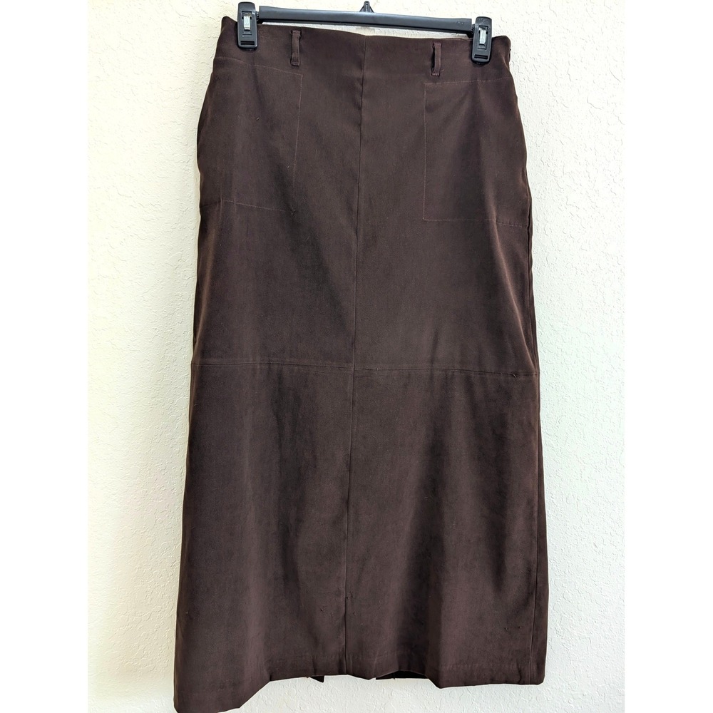 White Stag Western Chic Brown Faux Suede Maxi Skirt Whimsigoth 90s minimalist